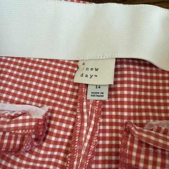 A New Day Plaid Skinny Ankle Pants Women’s Sz 14 Red High Rise Stretch Trousers - Picture 5 of 6